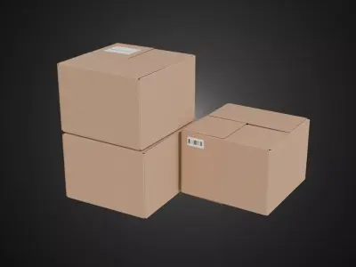 Simple Cardboard Box 3D Model Low-poly 3D model