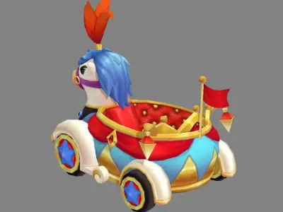 Cartoon children Park carriage or Toy Wagon Low-poly 3D model