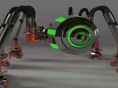 Robot Tank Spider Free low-poly 3D model