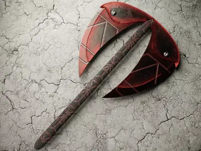 Medieval Axe Low-poly 3D model 4