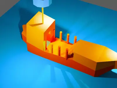 low  poly ship model Free 3D model