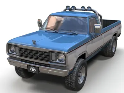 Dodge D100 offroad truck Low-poly 3D model