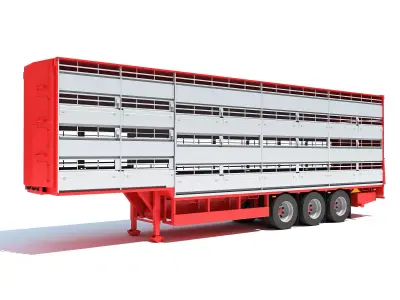 Cattle Animal Transporter Trailer 3D model purchase