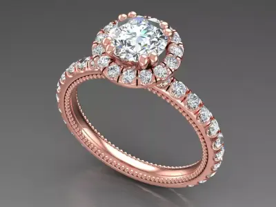 Engagement halo ring 3D model