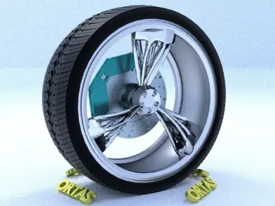 ORTAS CAR RIM 25 GAME READY RIM TIRE AND DISC 3D model