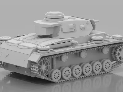 Panzer III Military Tank Low-poly 3D model