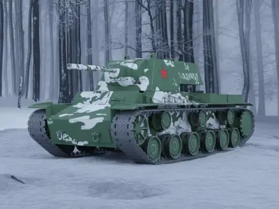KV1 Russian Heavy Tank - Winter Camuflage 3D model