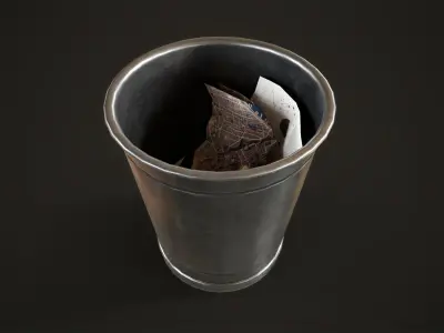 Trash bins 70s Low-poly 3D model