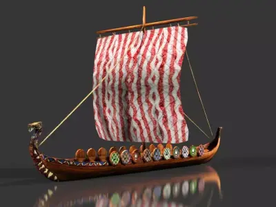 Boat 3d low poly old boat 3D model