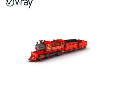Vintage Steam Train Model Pack with PBR Textures Low-poly 3D model