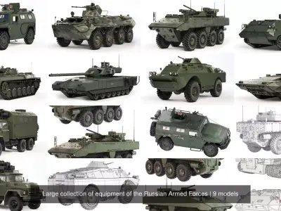 Large collection of equipment of the Russian Armed Forces 3D Model Pack