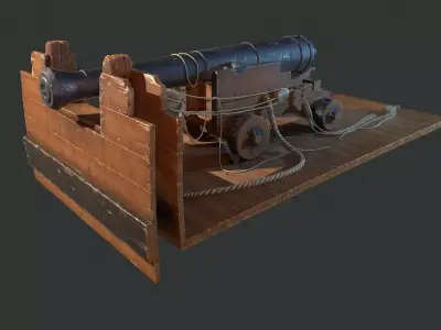 Ship cannon Low-poly 3D model purchase