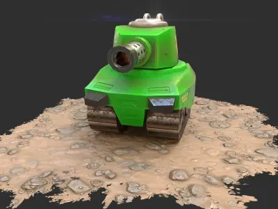 Stylized Cartoon Tank Low-poly 3D model purchase
