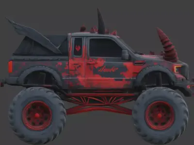 Demonic Off-Road Monster Truck 3D Model Low-poly 3D model