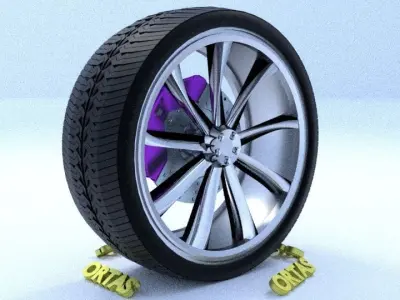 ORTAS CAR RIM 52 GAME READY RIM TIRE AND DISC 3D model