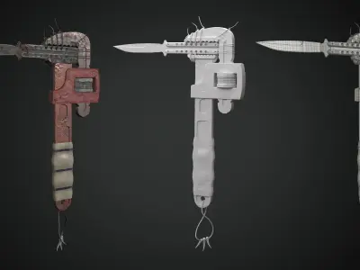 Wrench hammer Low-poly 3D model