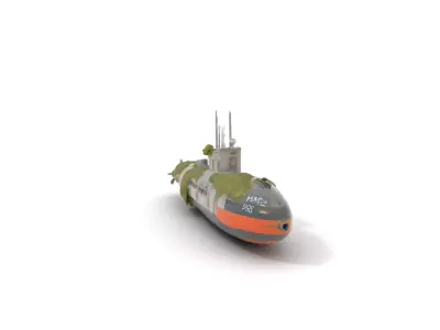Mossy Submarine model pack Low-poly 3D model