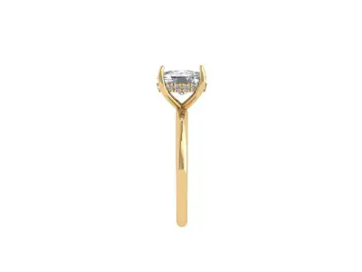 Cushion Solitaire Ring 3D print model 4