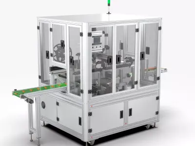 Automatic Polymer Battery Shaping and Labeling Machine 3D model