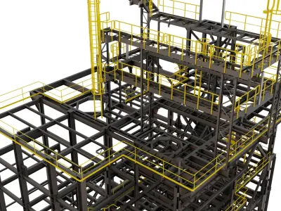 Steel Construction Building Frame 3D model