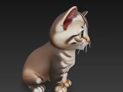 Optimized Low-Poly Kitten 3D Model UE5- Unity Real-Time Ready Low-poly 3D model 3