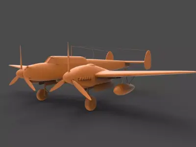 BF110G2 orange propeller plane 3D print model