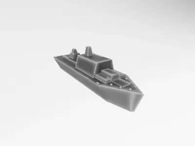 Cartoon Simple Warship v1 008 Low-poly 3D model