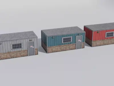 Small Utility Building Set 4K and 2K Low-poly 3D model