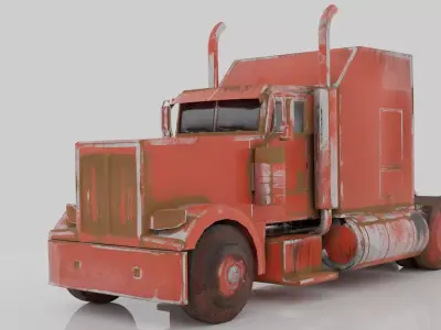 Low Poly Old Peterbilt  Free low-poly 3D model