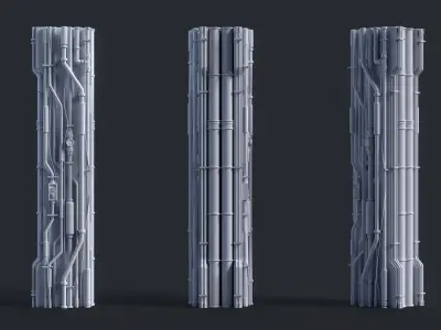 Sci-Fi Parts Kit Pack Vol 02 C-PBR Low-poly 3D model