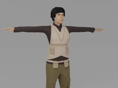 WWI Fighter Aircraft Pilot Low-poly 3D model