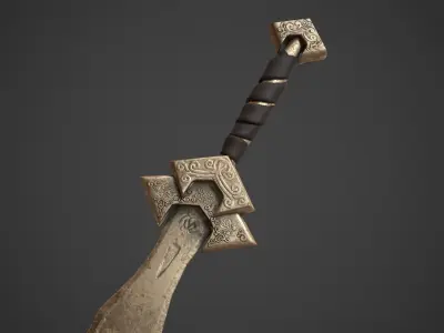 Mercenary Sword with PBR material Low-poly 3D model