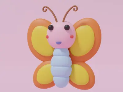 Cartoon Cute Butterfly 1 3D model