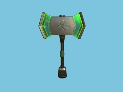 Medieval War Hammer 01 Green Elemental - Fantasy Weaponry Low-poly 3D model