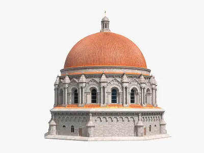 Neo-Byzantine Style Church with Arched Windows and Tile Roof 