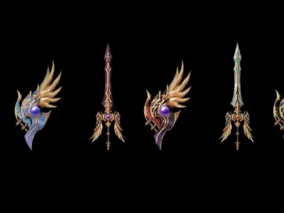 Sacred - Sword and Shield Low-poly 3D model