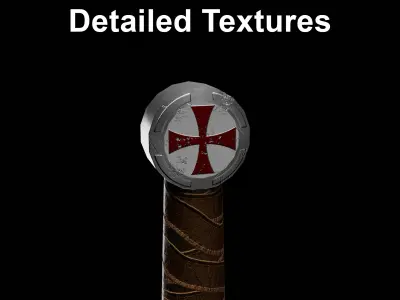 Templar Knight Sword Free low-poly 3D model