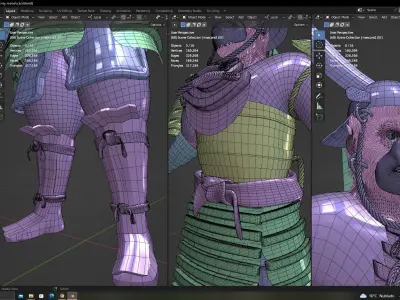 character samurai bloody  var 1 3D model