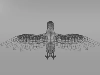 Seagull with wings spread Low-poly 3D model