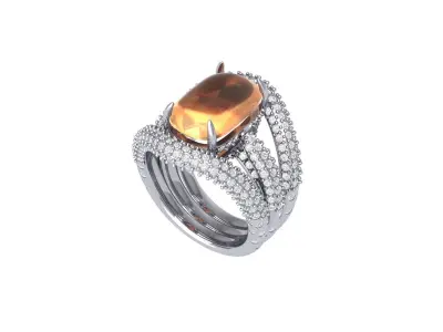Cushion Art deco Ring 3D print model 5