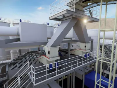 Dry Coal Processing Plant 3D Model  3D model