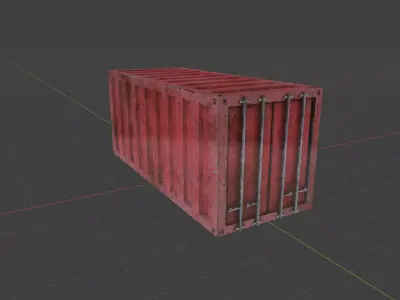 simple low poly cargo container 6m lenght game assets  Low-poly 3D model