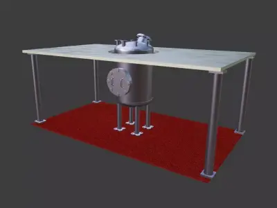 Cylindrical Vessel with Support structure Low-poly 3D model