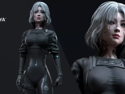 Cyberpunk Girl 3 - Game - Ready   Low-poly 3D model