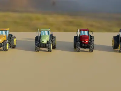 Tractor Collection Game Asset Low-poly 3D model