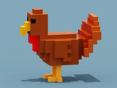 Voxel Turkey Low-poly 3D model