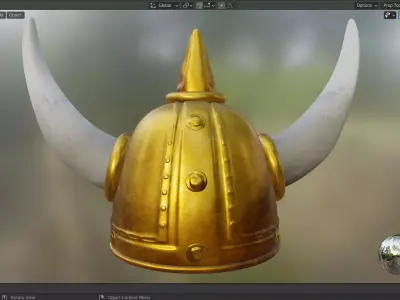 Gold Viking Helmet protective armor accessories 3D model