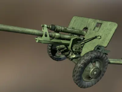 Soviet cannon ZIS 3 Low poly 3D model Low-poly 3D model