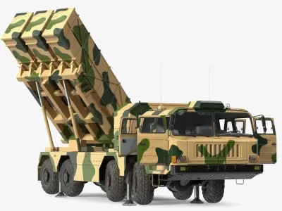 Chinese MLRS WS-2D Sand Camouflage Rigged for Maya 3D model