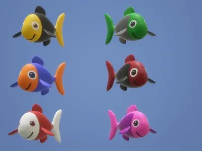 CUTE FISHES PACK Low-poly 3D model